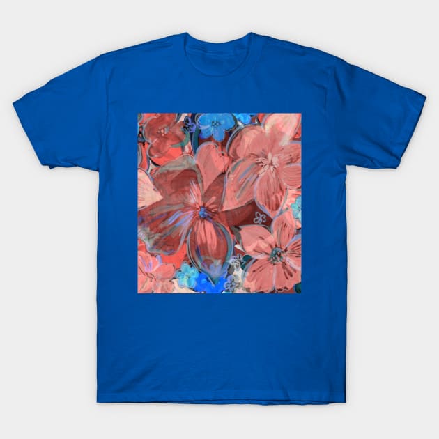 Floral in Blue and Pink. T-Shirt by FanitsaArt